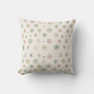 Minimal Snowflakes Seamless Pattern Throw Pillow