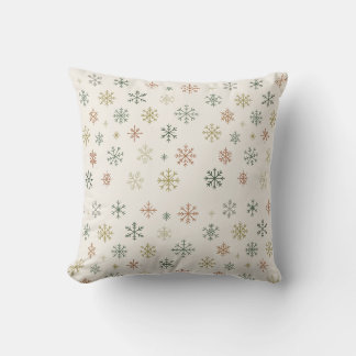 Minimal Snowflakes Seamless Pattern Throw Pillow