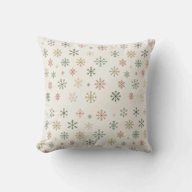 Minimal Snowflakes Seamless Pattern Throw Pillow (Front)
