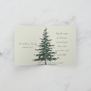 Minimal Snowy Christmas Tree Winter Watercolor  Holiday Card