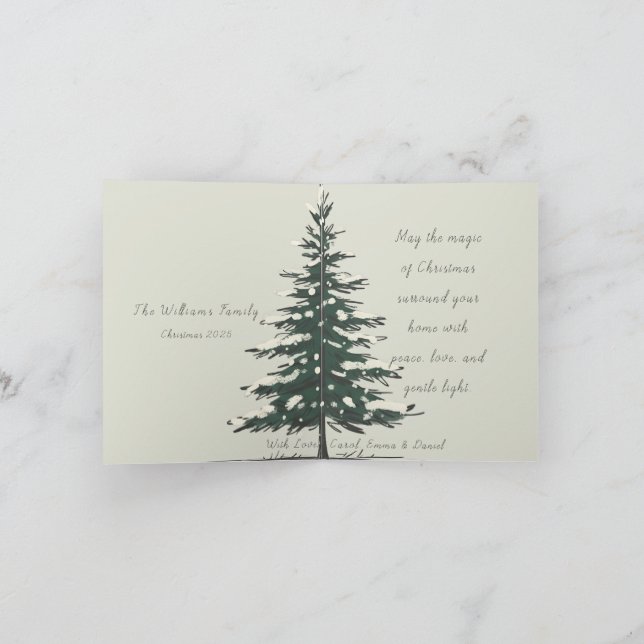 Minimal Snowy Christmas Tree Winter Watercolor  Holiday Card (Inside)