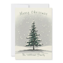 Minimal Snowy Christmas Tree Winter Watercolor