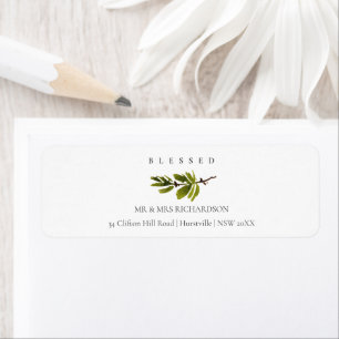 Minimal Soft Pine Branch Christmas Blessed Address