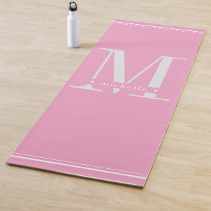 Minimal Soft Pink & White Monogram Yoga Mat