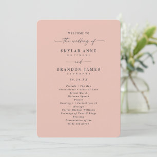 Minimal Solid Blush Pink Wedding Ceremony Program