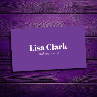 Minimal Solid Purple & White Makeup Artist Business Card