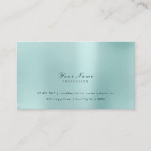 Minimal Steel Pearly Aqua Delicate Script Vip Business Card
