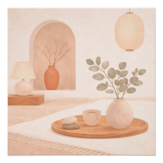 Minimal Still Life with Arch Japandi Abstract Poster