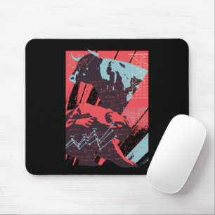 Minimal Stock Market Bull Bear Chart Mouse Pad