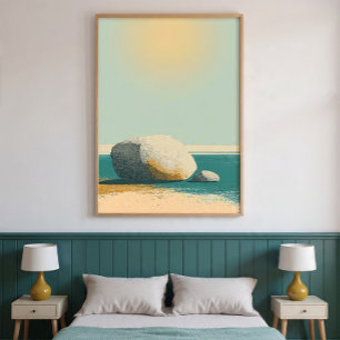 Minimal Stone Shore Wall Art for Living Room Decor