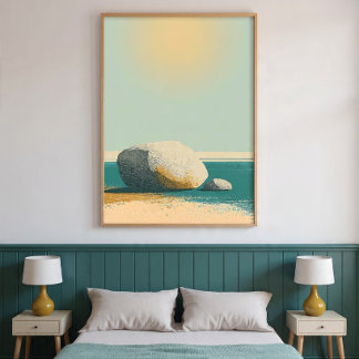 Minimal Stone Shore Wall Art for Living Room Decor