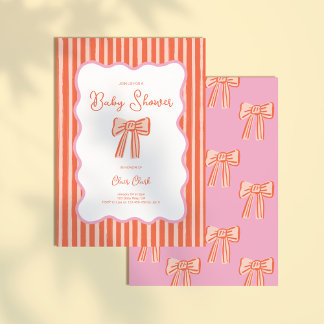 Minimal Stripe Italian Girl Baby Shower Invitation
