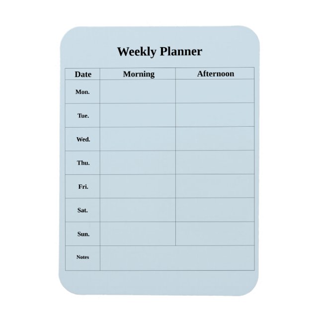 Minimal Style English Weekly Planner Magnet (Vertical)