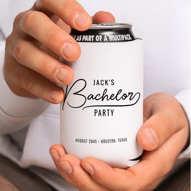 Minimal Stylish Bachelor Party Favours Can Cooler (Creator Uploaded)