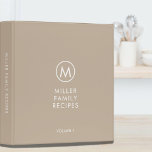 Minimal Stylish Beige Family Monogram Recipe Binder<br><div class="desc">Modern recipe binder features a minimalist design in a beige and white colour palette. Personalized family name presented in the centre in stylish simple font with a complimentary minimal monogram medallion. Shown with a custom name and monogram initial on the front in modern typography, this personalized family recipe binder is...</div>