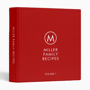 Minimal Stylish Family Monogram Recipe Binder