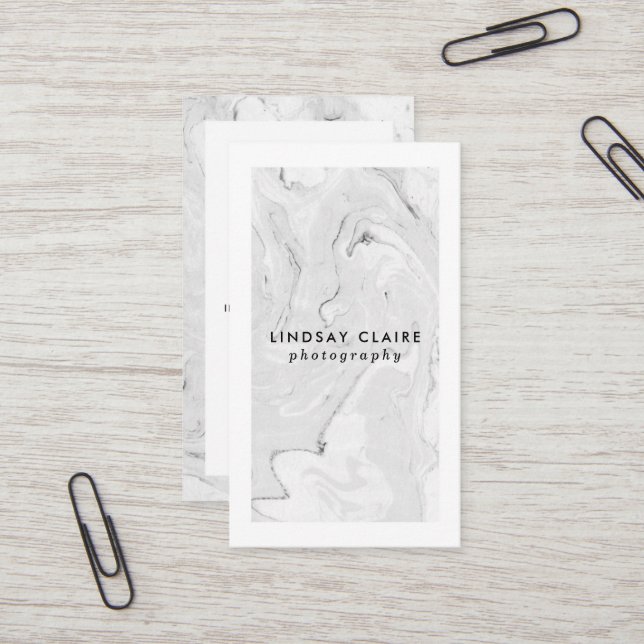 Minimal Stylish Marble Business Cards (Front/Back In Situ)