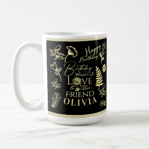Minimal Stylish Name Calligraphy Friend Birthday Coffee Mug