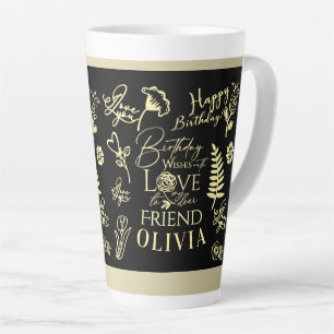Minimal Stylish Name Calligraphy Friend Birthday Latte Mug