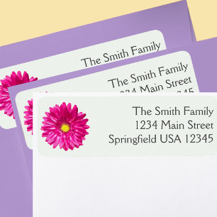 Minimal Stylish Pink Gerbera Daisy Return Address
