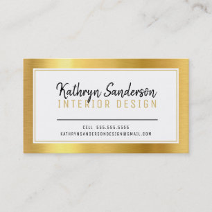 MINIMAL STYLISH simple border black faux gold foil Business Card