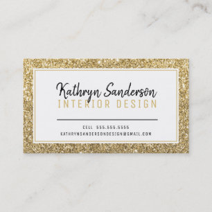 MINIMAL STYLISH simple border black gold glitter Business Card