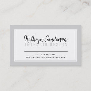 MINIMAL STYLISH simple border pale grey grey black Business Card