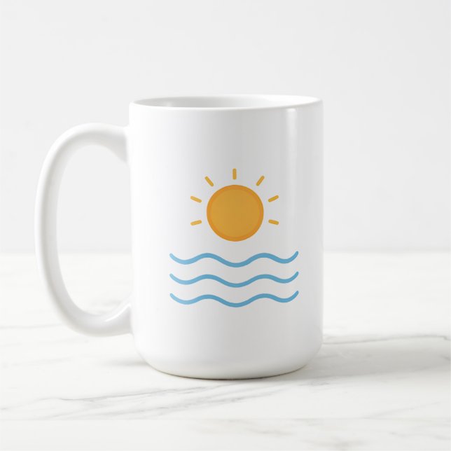 Minimal Sun and Waves Coffee Mug (Left)