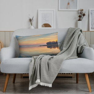 Minimal Sunrise Water Reflection Calm Aesthetic Accent Pillow