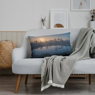 Minimal Sunrise Water Reflection Calm Aesthetic Accent Pillow