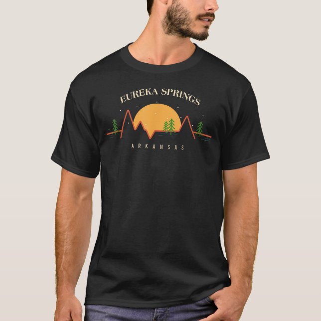 Minimal Sunset Mountains Pine Tree Eureka Springs T-Shirt (Front)