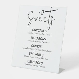 Minimal Sweet Dessert Menu Modern Black White Chic Pedestal Sign