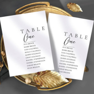 Minimal Table Number Seating Chart