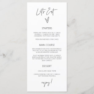 Minimal Tall Menu Wedding Classic Meal Card G400