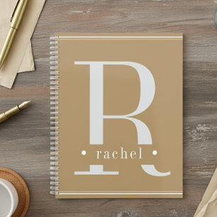 Minimal Tan & White Monogram Planner