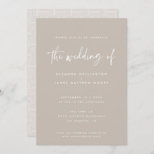 Minimal Taupe White Geometric Handwritten Script Invitation