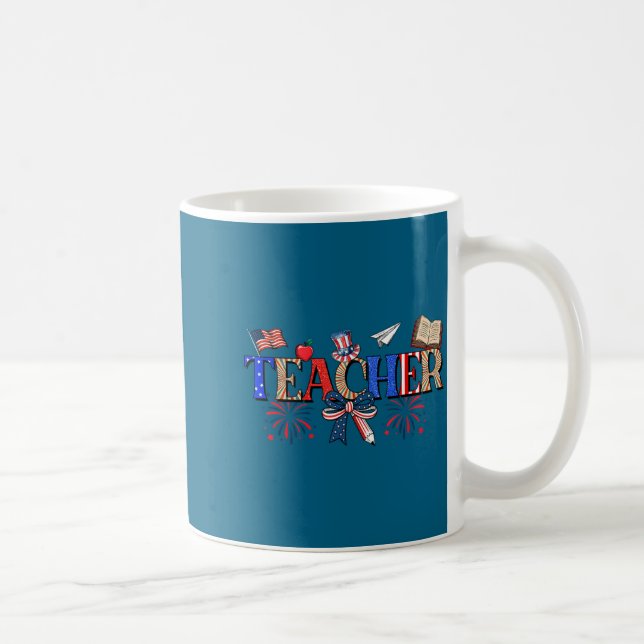 Minimal Teacher Patriotic 1776 Independence Day Coffee Mug (Right)