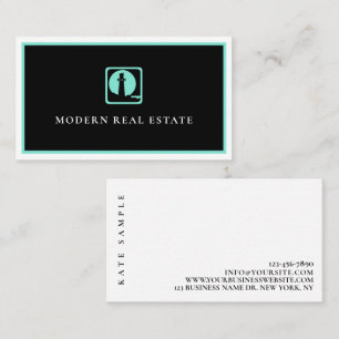 Minimal Teal Lighthouse Coastal Real Estate Business Card