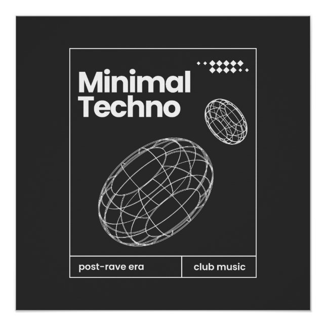 Minimal Techno music Spheres design Poster (Front)