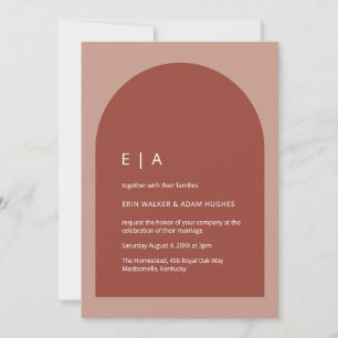 Minimal Terracotta & Blush Modern Arch Wedding Invitation