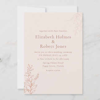 Minimal Terracotta Botanical Wedding Invitation