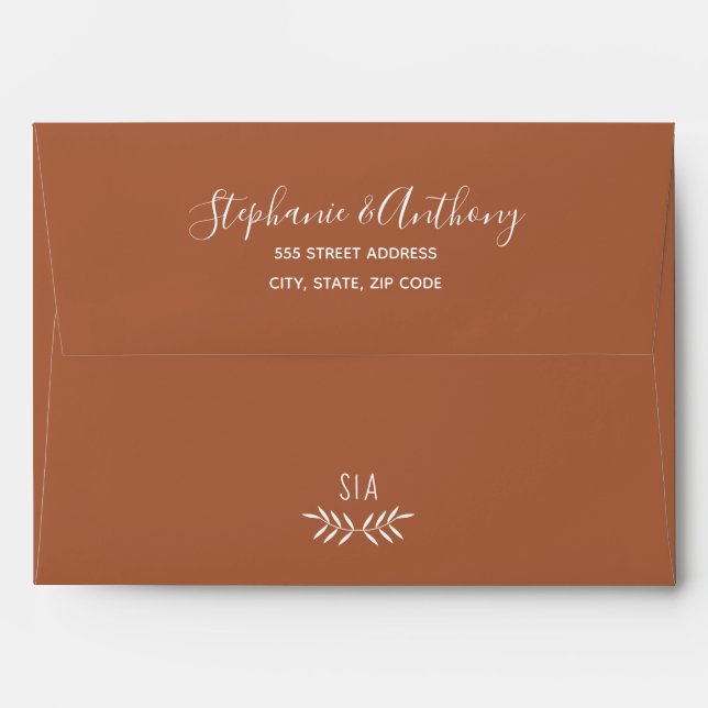 Minimal Terracotta Branch Calligraphy  Wedding   Envelope (Back (Top Flap))
