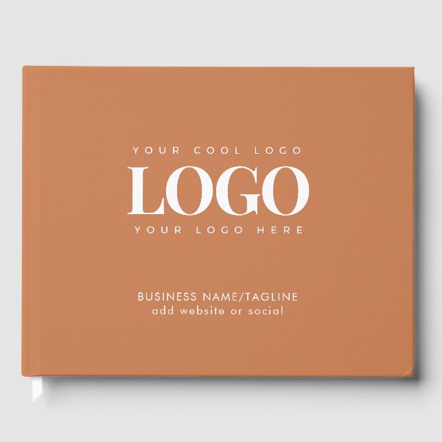 Minimal Terracotta Business Company Custom Logo Guest Book (Front)