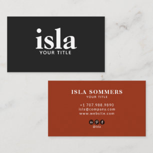 Minimal Terracotta Charcoal Professional Typograpy Business Card