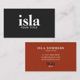 Minimal Terracotta Charcoal Professional Typograpy Business Card
