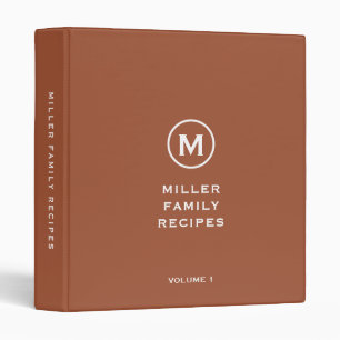 Minimal Terracotta Classic Family Monogram Recipe Binder