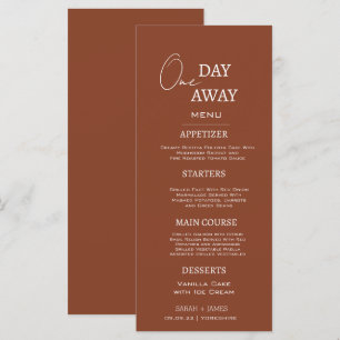 Minimal Terracotta One Day Away Rehearsal Dinner Menu