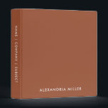 Minimal Terracotta White Monogram Binder<br><div class="desc">Simple binder features a modern design with modern font on terracotta background. Custom name presented on the front,  with name company or subject on the spine in stylish simple font.</div>