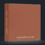 Minimal Terracotta White Monogram Binder<br><div class="desc">Simple binder features a modern design with modern font on terracotta background. Custom name presented on the front,  with name company or subject on the spine in stylish simple font.</div>