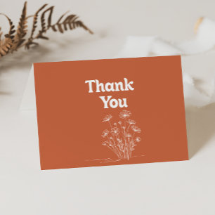  Minimal Terracotta Wildflower Folded Wedding  Thank You Card